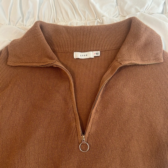 Lush Brown Quarter Zip Sweater - Picture 5 of 5